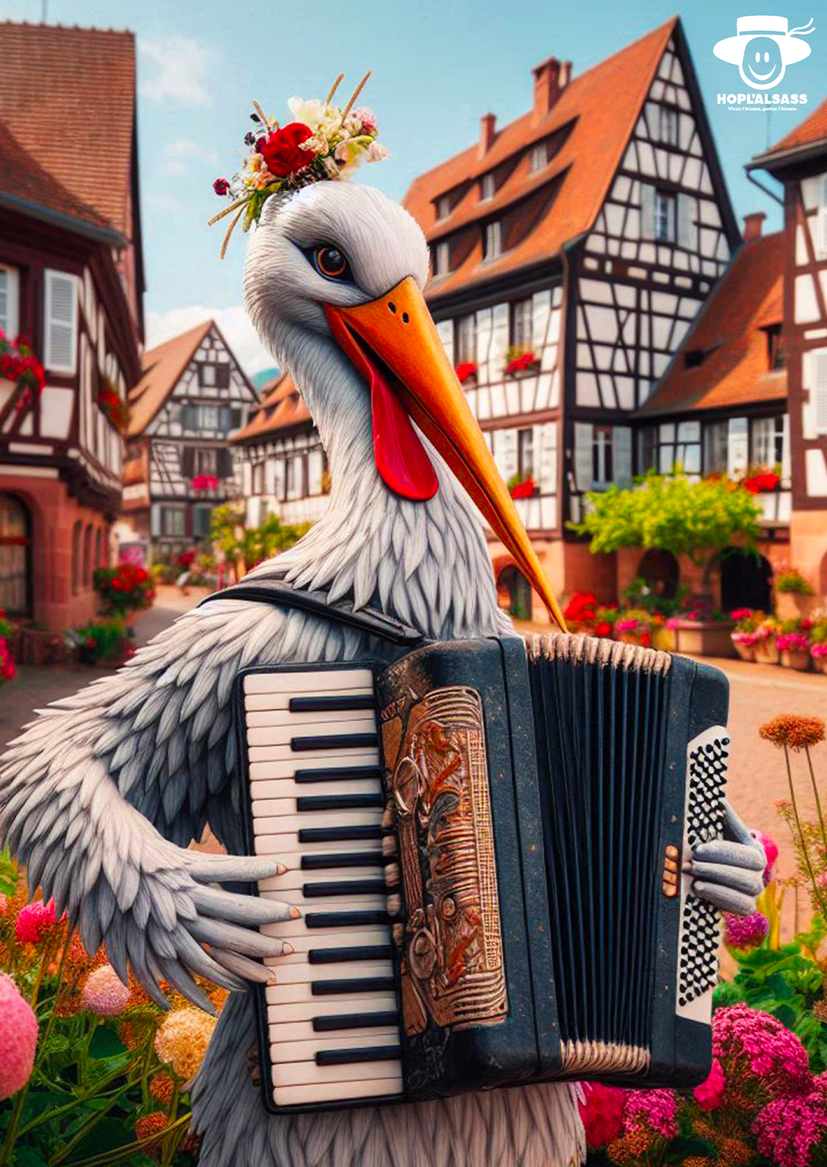 Carte postale Cigogne Akkordeon